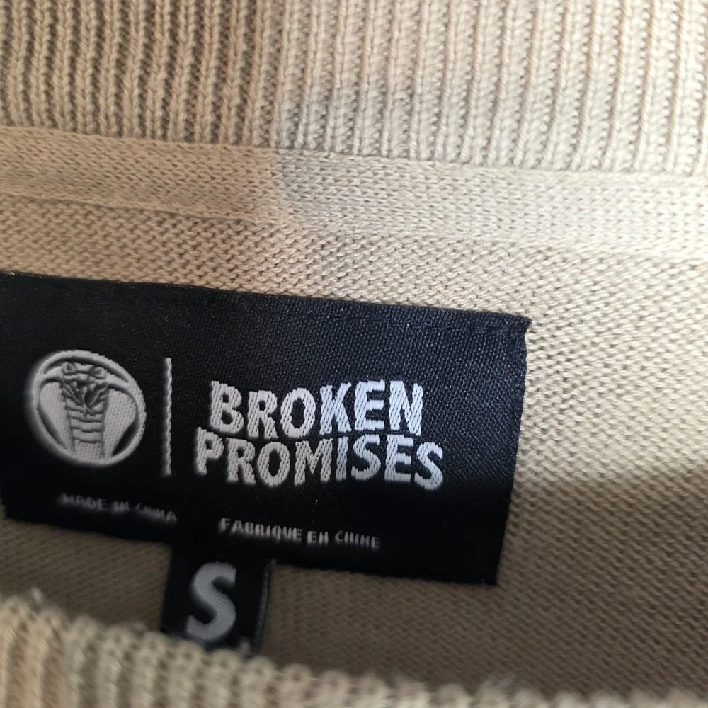 Broken Promises Embrace‎ Skeletons Distressed  Sweater Tan/Brown Small Skater